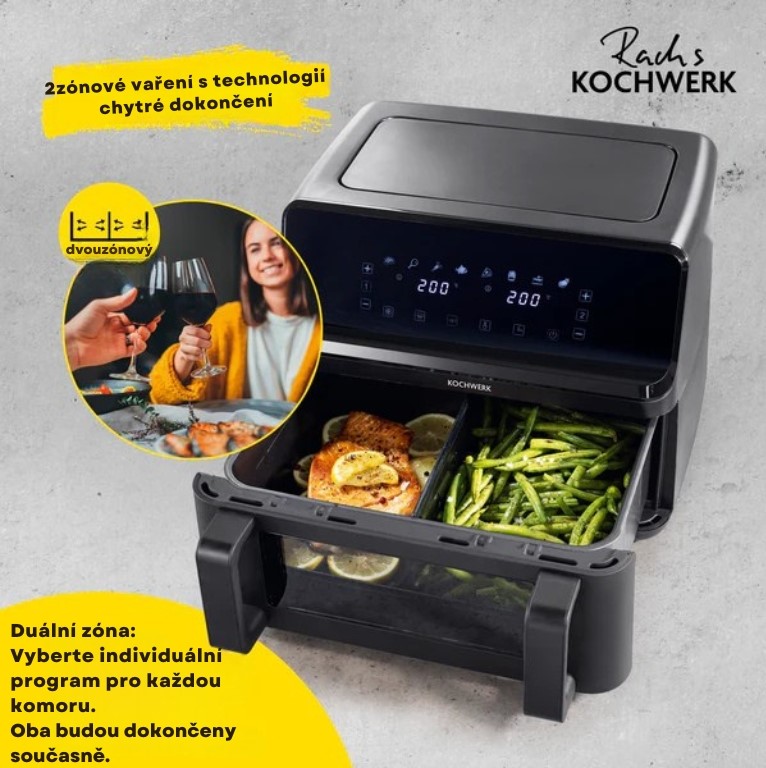 KochWerk Horkovzdušná fritéza s dvojitou komorou 14349 Dual Vario (4)